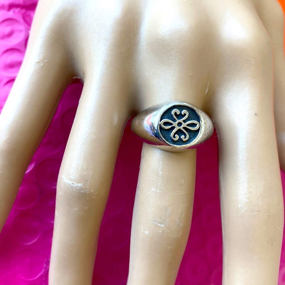 Sterling silver vintage wax seal? ring S 8